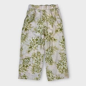 Panama Jack Linen Palm Leaf Wide Leg Crop Ankle Pull On Casual Pant Size XL